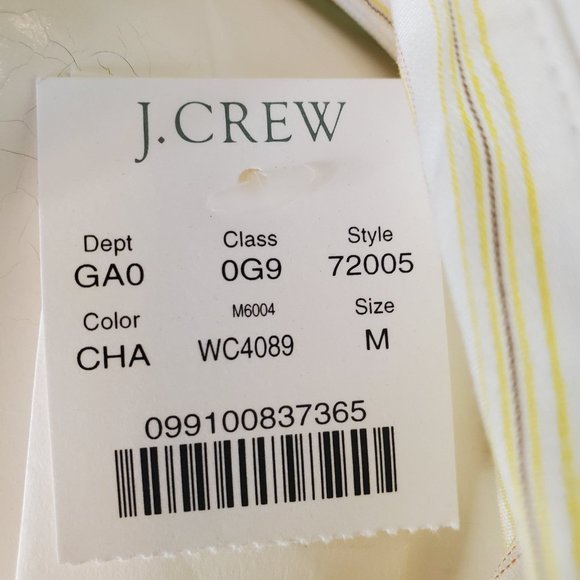 J. Crew NWT striped Button Down Shirt Butter Yellow M slim - Picture 4 of 5